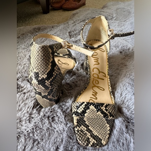 Sam Edelman Daniella Snake Print Leather block heel size 7.5 - Picture 6 of 12